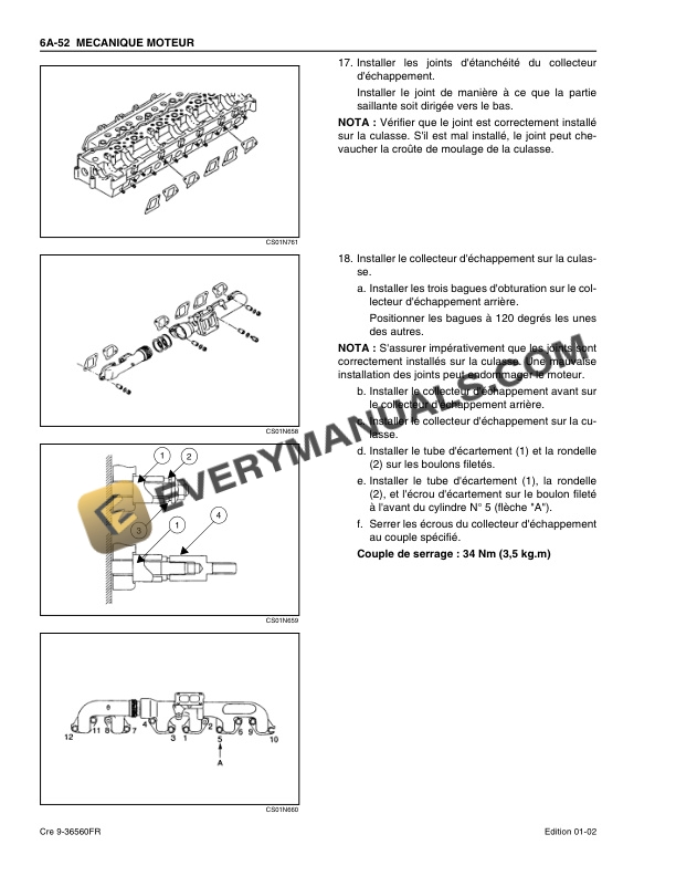 Case 6HK1 Isuzu Engine Service Manual 9-36560 FR-3