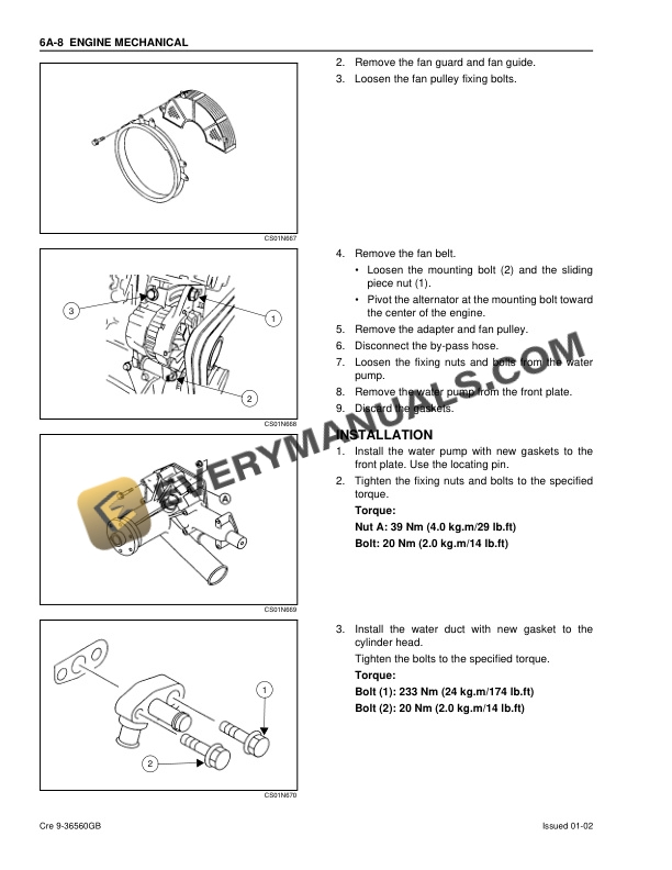 Case 6HK1 Isuzu Engine Service Manual 9-36560GB-2