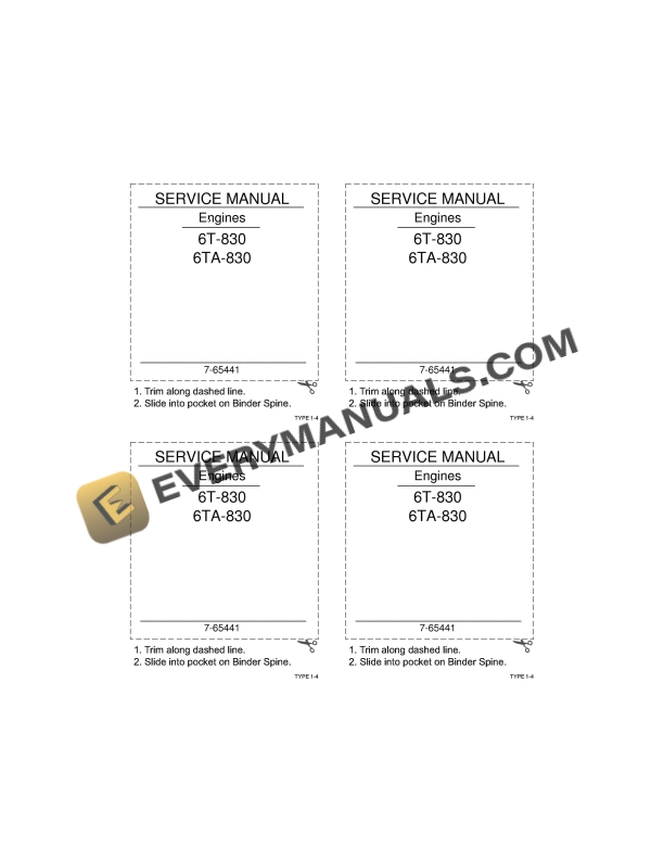 case 6t 830 6ta 830 engine service manual 7 65441 1