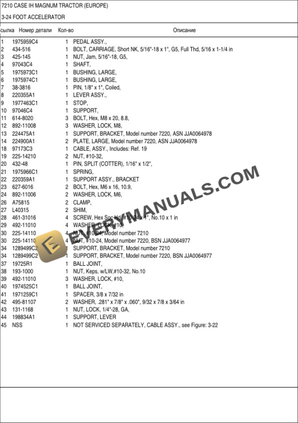 Case 7210, 7220 Diesel Tractor Parts Catalog 8-9731 EU-2