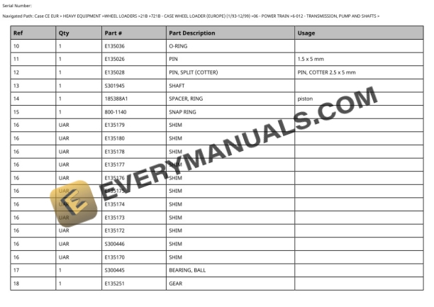 Case 721B Loader Parts Catalog 8-9471-3