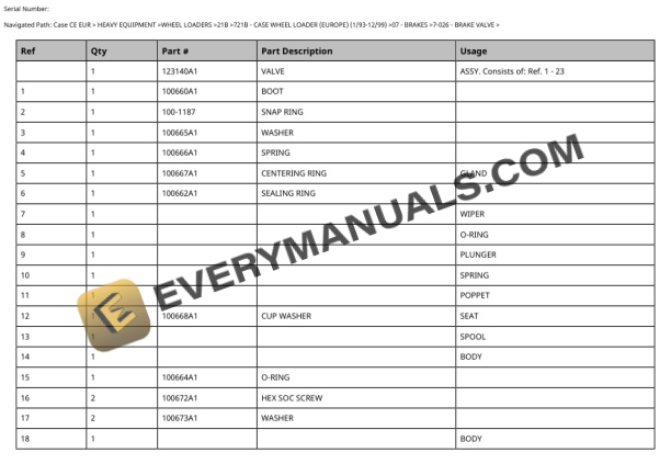 Case 721B Loader Parts Catalog 8-9471-4