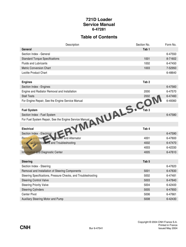 case 721d loader service manual 6 47281 1