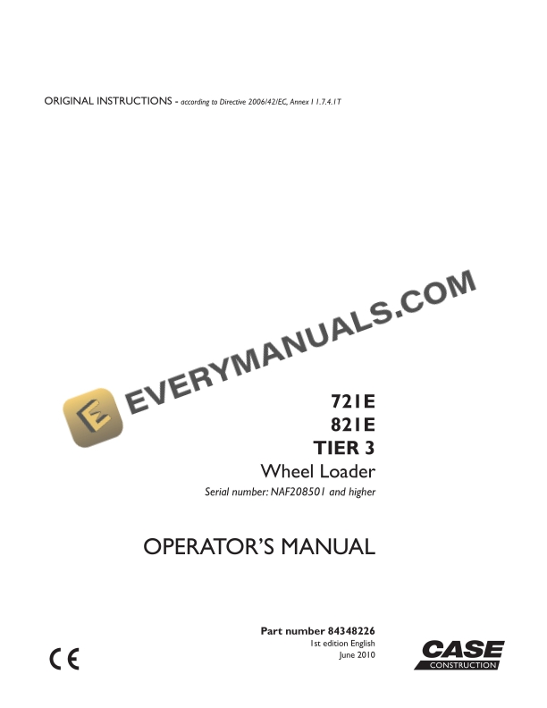 case 721e 821e tier 3 wheel loader operator manual 84348226 1