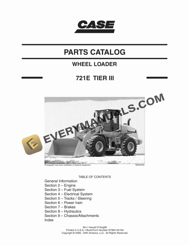 Case 721E Tier 3 Wheel Loader Parts Catalog 87364140NA PDF