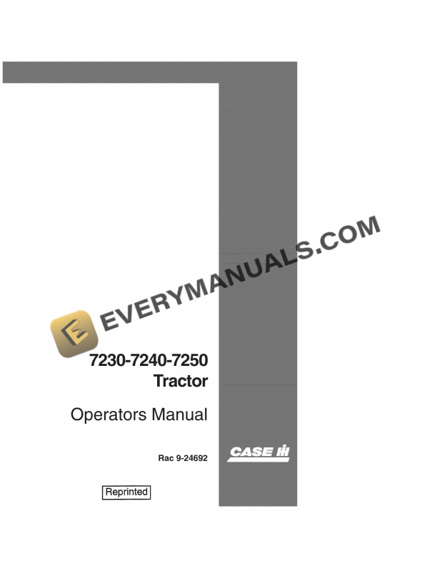case 7230 7240 7250 tractor operator manual 9 24692 1