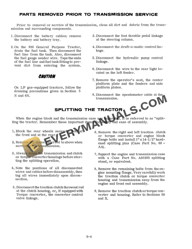 Case 730, 830, 930 Tractor Service Manual 9-75861-5