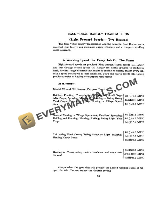 Case 730, 830 Diesel Tractor Operator Manual 9-842-3