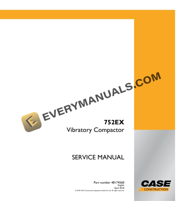 Case 752EX Vibratory Compactor Service Manual 48174560 PDF