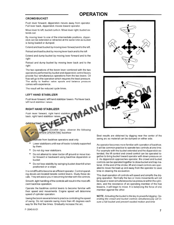 Case 757C Series Backhoe D25, DX25, D29, DX29, D33, DX33, D35, DX35, D40, DX40, D45, DX45 Tractor Operator Manual 86632622-2