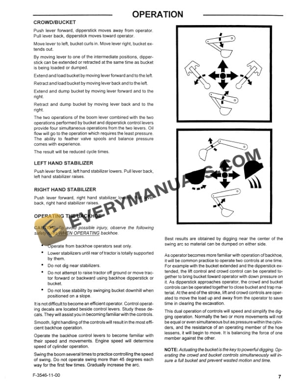 Case 758C Series Backhoe D25, DX25, D29, DX29, D33, DX33, D35, DX35, D40, DX40, D45, DX45 Tractor Operator Manual 86621823-2