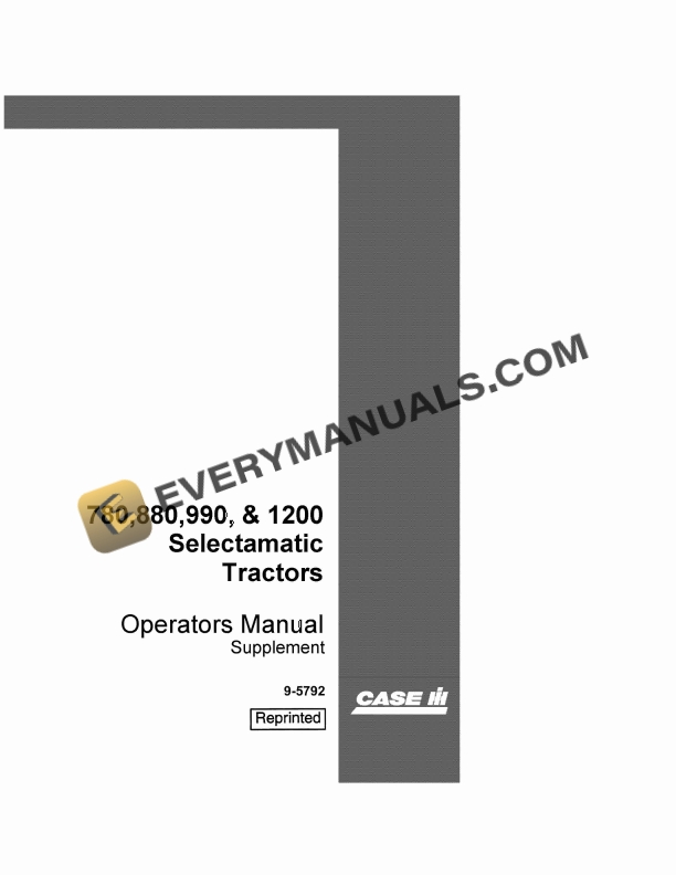 case 780 880 990 1200 selectamatic tractor operator manual 9 5792 1