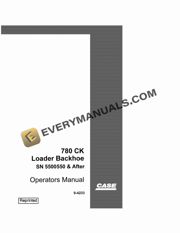 case 780 ck loader backhoe operator manual 9 4233 1