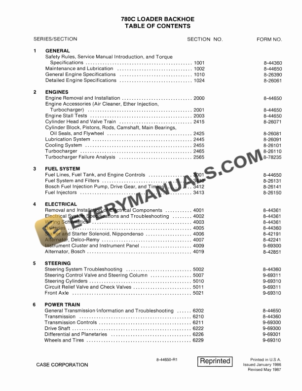 case 780c loader backhoe service manual 8 44650 r1 1
