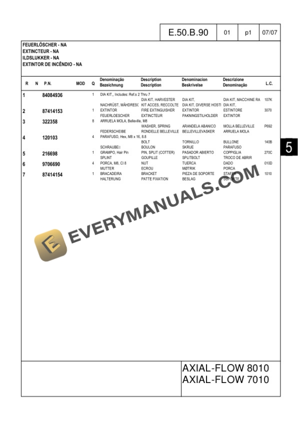 Case 8010 Axial-Flow Combine Parts Catalog 418108948-4