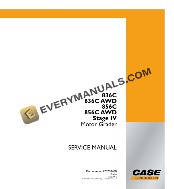 Case 836C, 836C AWD, 856C, 856C AWD Stage IV Motor Grader Service Manual 47829048B PDF 3 Case 836C, 836C AWD, 856C, 856C AWD Stage IV Motor Grader Service Manual 47829048B PDF