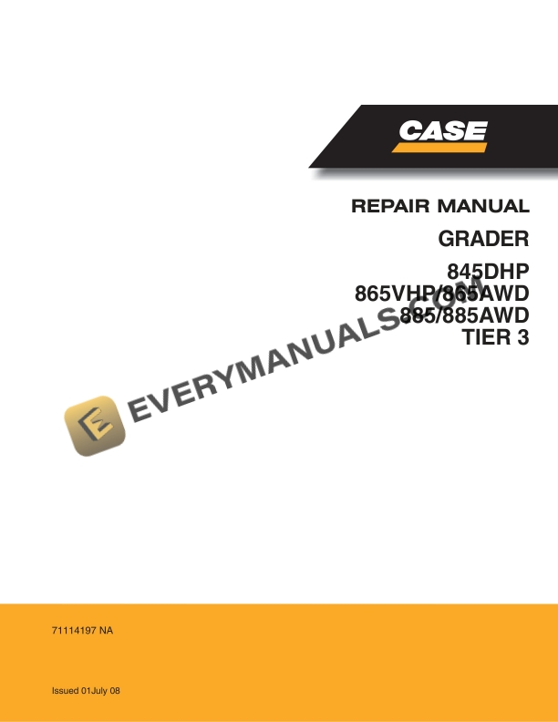 case 845dhp 865vhp 865awd 885 885awd tier 3 grader repair manual 71114197na 1