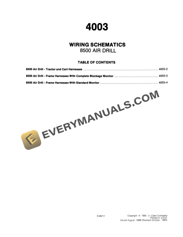 Case 8500, 8600 Air Drill Service Manual 8-70532-2