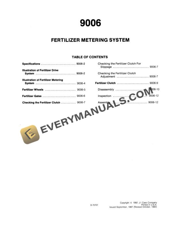 Case 8500, 8600 Air Drill Service Manual 8-70532-5