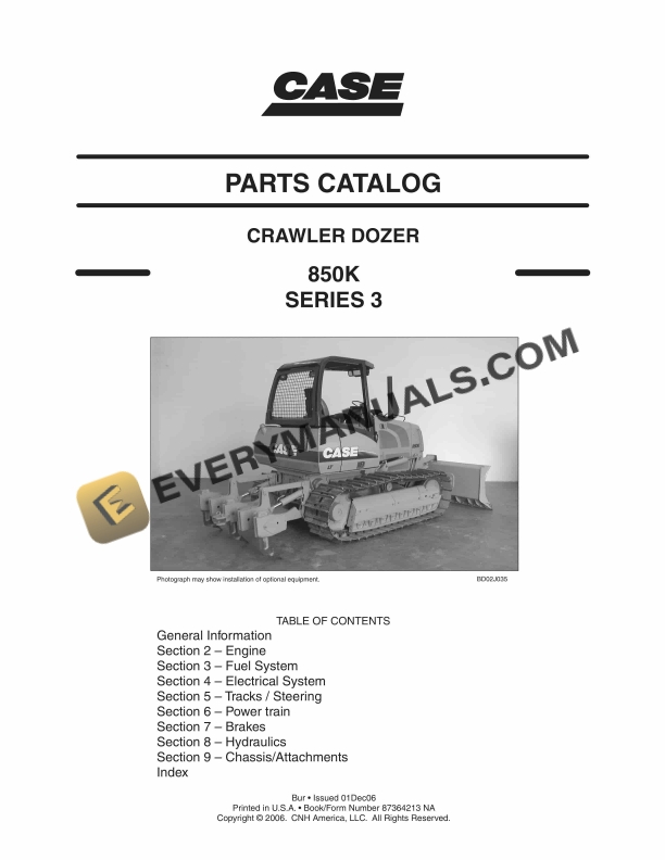 Case 850K Series 3 Crawler Dozer Parts Catalog 87364213NA PDF