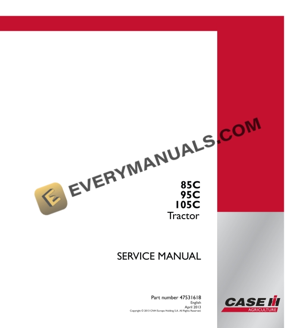 case 85c 95c 105c tractor service manual 47531618 1