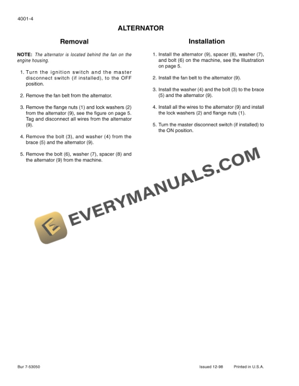 Case 85XT, 90XT, 95XT Skid Steer Service Manual 7-52254-2