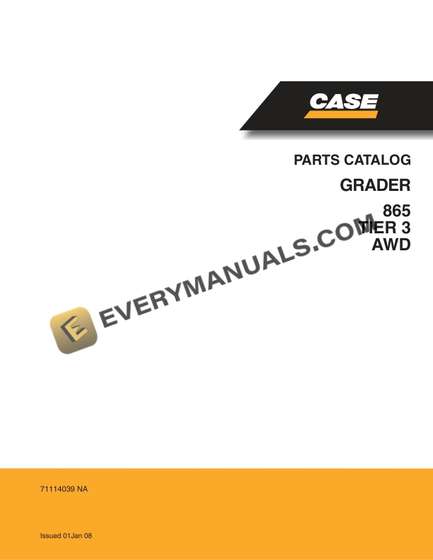 Case 865 Tier 3 AWD Grader Parts Catalog 71114039 NA PDF