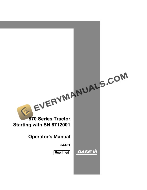 Case 870 Series Tractor Operator Manual 9-4401. PDF 1 case 870 series tractor operator manual 9 4401 1