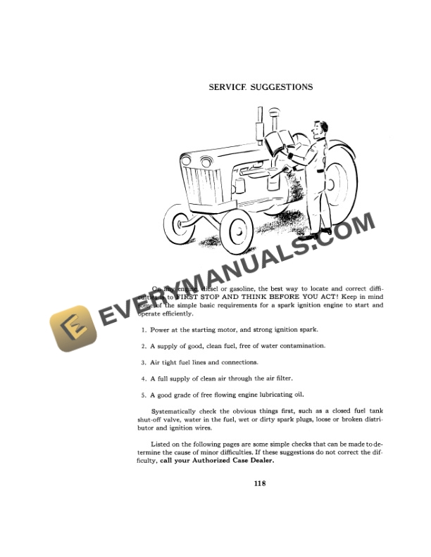 Case 880B Series Wheel Tractor Operator Manual 9-433-4