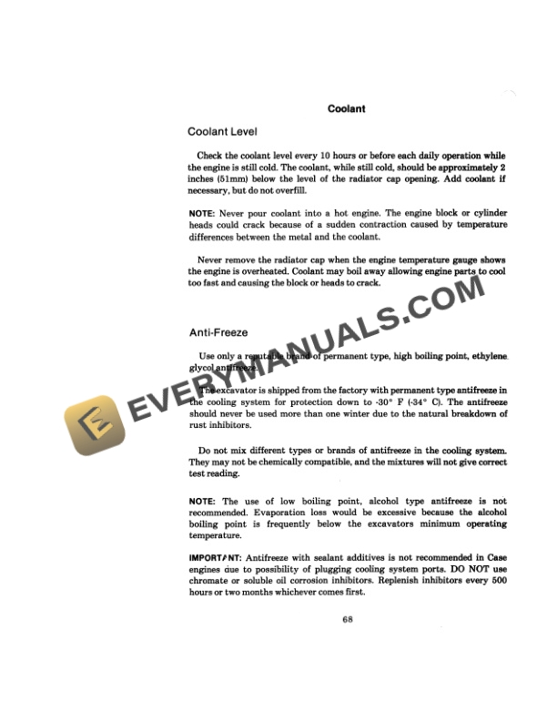 Case 880C Excavator Operator Manual 9-8090-4