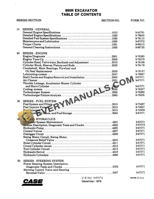 case 880r excavator service manual 9 45781 1