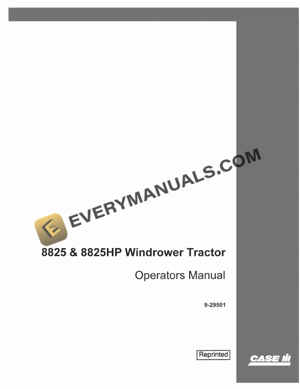 case 8825 8825hp windrower tractor operator manual 9 29501 1