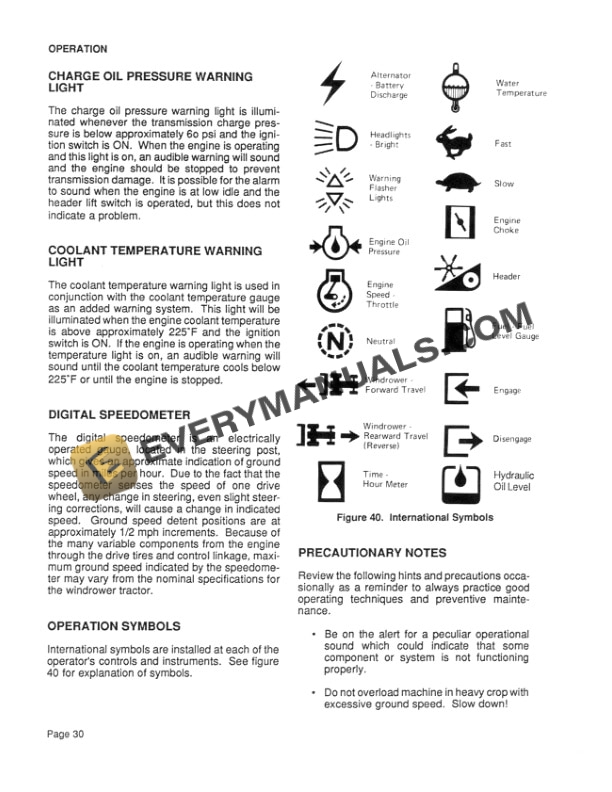 Case 8830 Windrower Tractor Operator Manual 9-13524-4