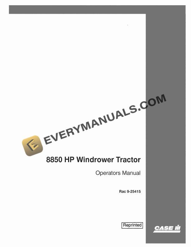 case 8850 hp windrower tractor operator manual 9 25415 1