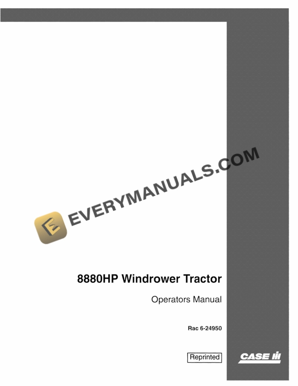 Case 8860HP Windrower Tractor Operator Manual 6-24950 PDF