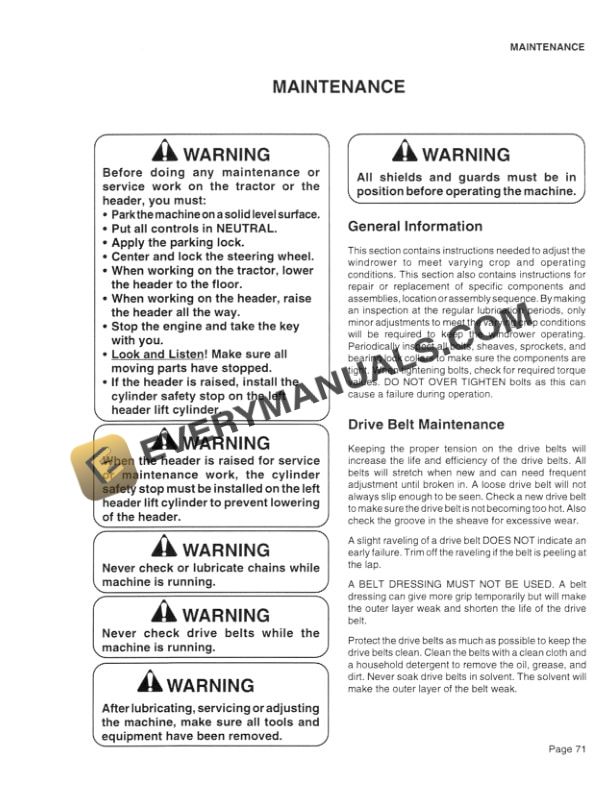 Case 8860HP Windrower Tractor Operator Manual 6-24950-4