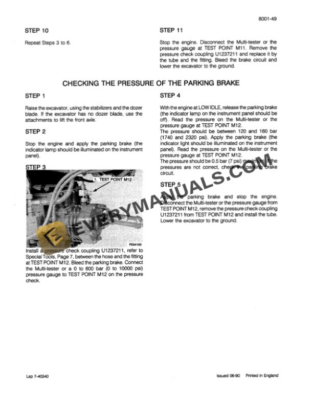 Case 888P, 888P4A Excavator Service Manual 7-32912-4