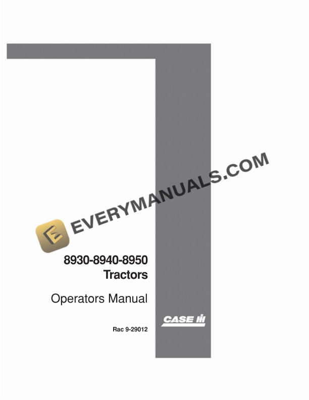 case 8930 8940 8950 tractor operator manual 9 29012 1