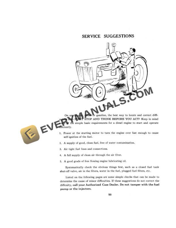 Case 900 Diesel Wheel Tractor Operator Manual 9-371-4