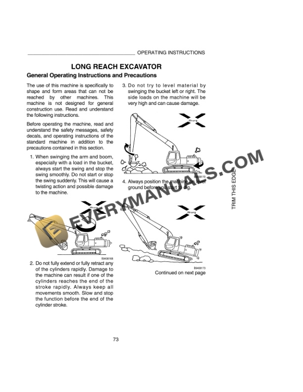 Case 9030B Excavator Operator Manual 9-25831NA-3
