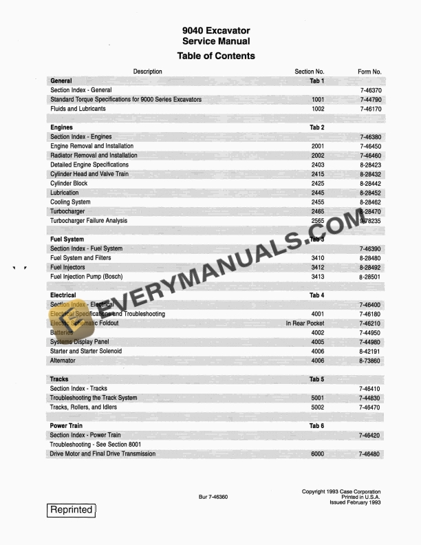 Case 9040 Excavator Service Manual 7-46360 PDF 2 case 9040 excavator service manual 7 46360 1