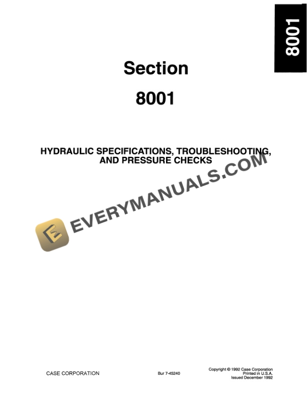 Case 9050 Excavator Service Manual 7-45280-5