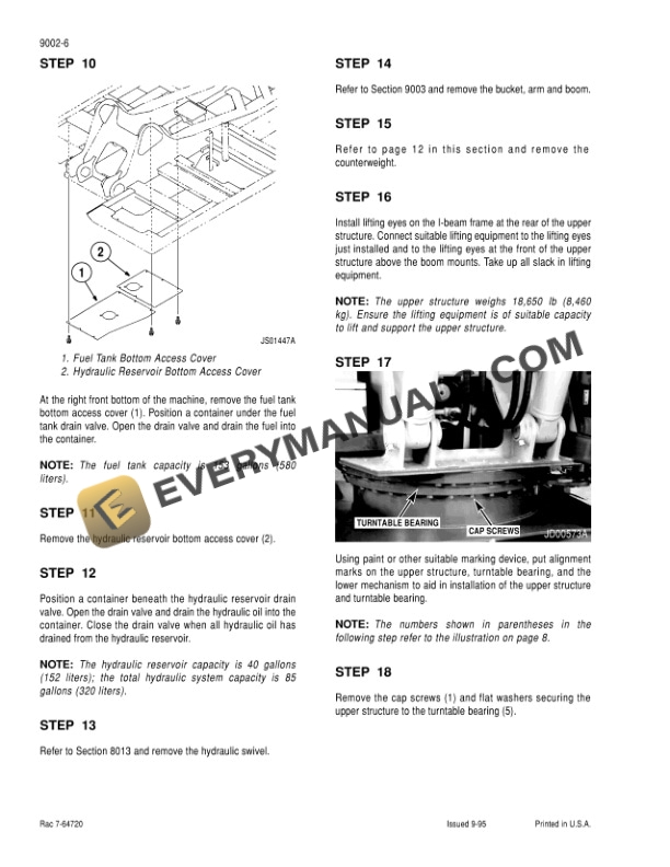 Case 9060B Excavator Service Manual 7-65272-5