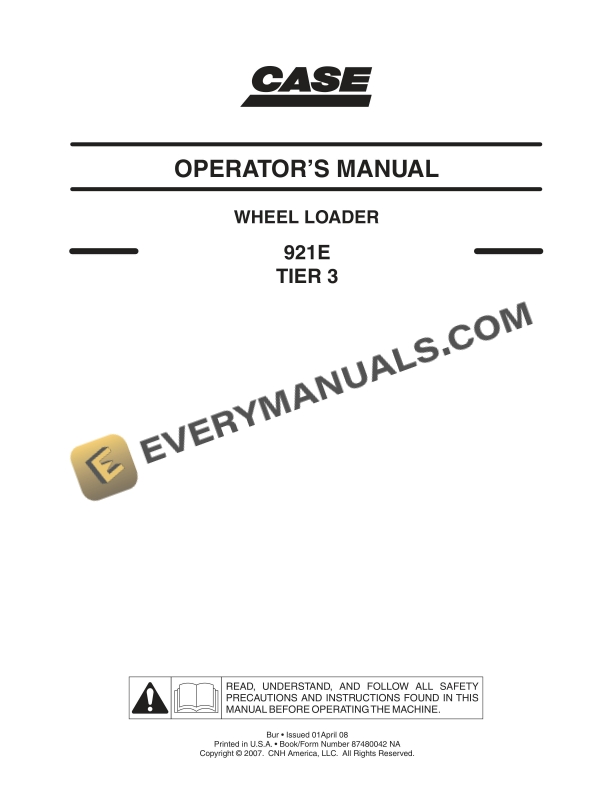 Case 921E Tier 3 Wheel Loader Operator Manual 87480042 NA PDF 1 case 921e tier 3 wheel loader operator manual 87480042 na 1