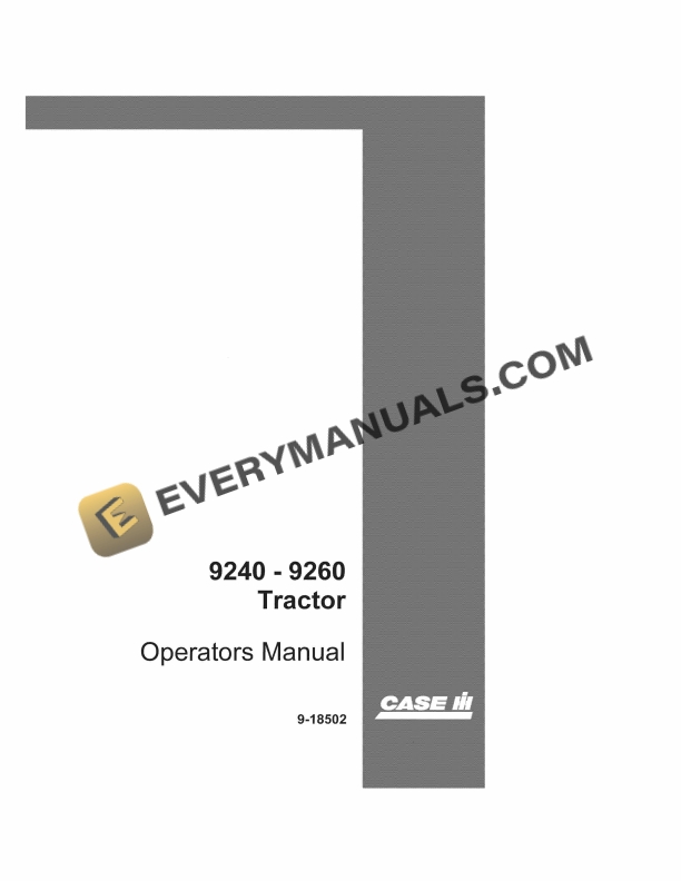 case 9240 9260 tractor operator manual 9 18502 1