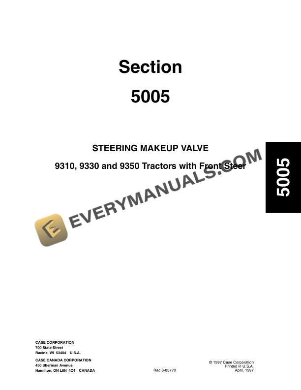 Case 9310, 9330 Tractor Service Manual 8-83352-3