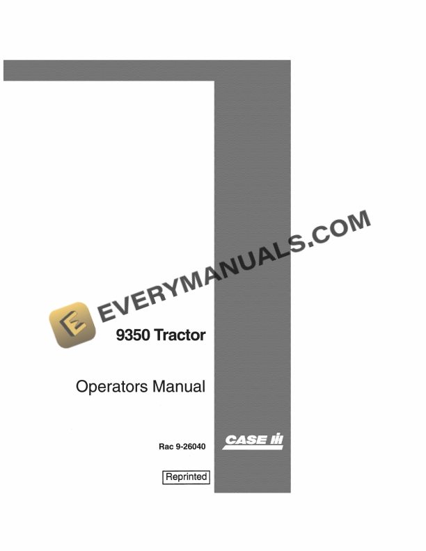 case 9350 tractor operator manual 9 26040 1