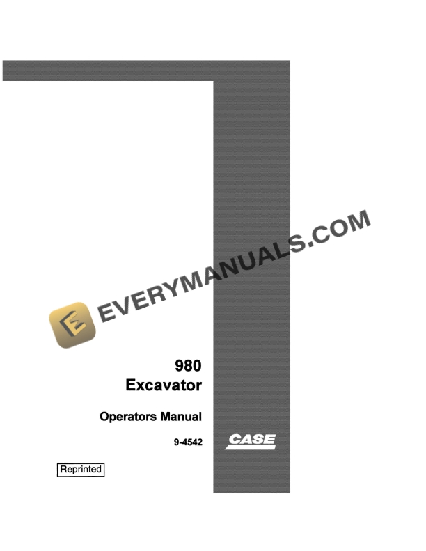 case 980 excavator operator manual 9 4542 1