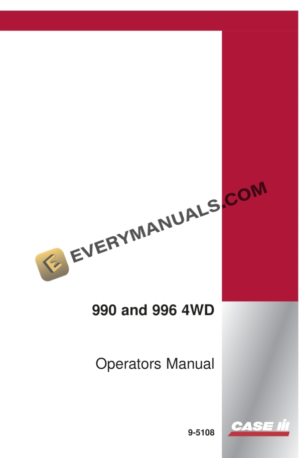 case 990 996 4wd tractor operator manual 9 5108 1