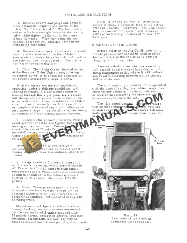 Case Air Conditioner for Operator cab IH 656, 706, 756, 806, 856, 1206, 1256, 2706, 2756, 2806, 2856, 21206, 21256 Tractor Operator Manual 1082686R1-5